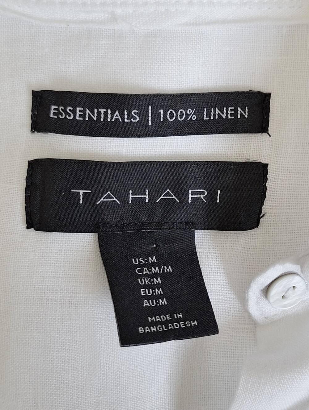 Tahari White Linen Tunic Shirt Medium Roll Tab Sleeves Button Front M - Picture 5 of 7